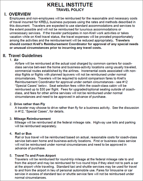 Downloadable Krell Travel Policy