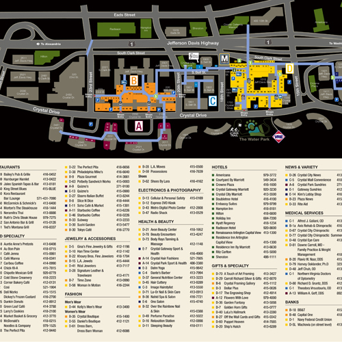 Crystal City Shops Directory & Map