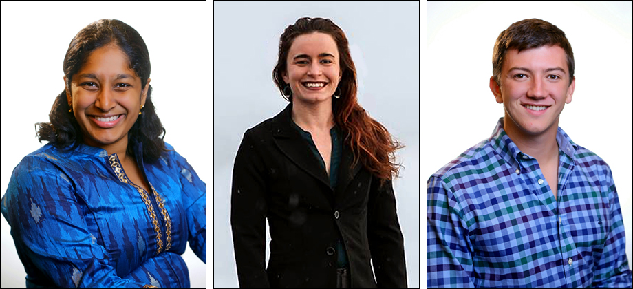 Left to right: Priya Donti, Kelly Kochanski and Ben Toms. Left to right: Priya Donti, Kelly Kochanski and Ben Toms.