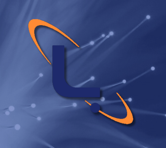 LRGF logo element over blue background: Letter L with orange ring.