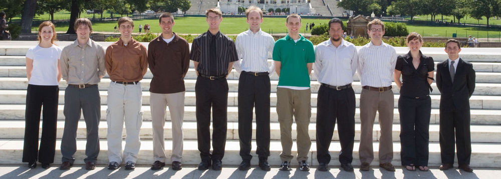 Members of the DOE NNSA SSGF's first three fellow classes posed for a photo in front of the White House.